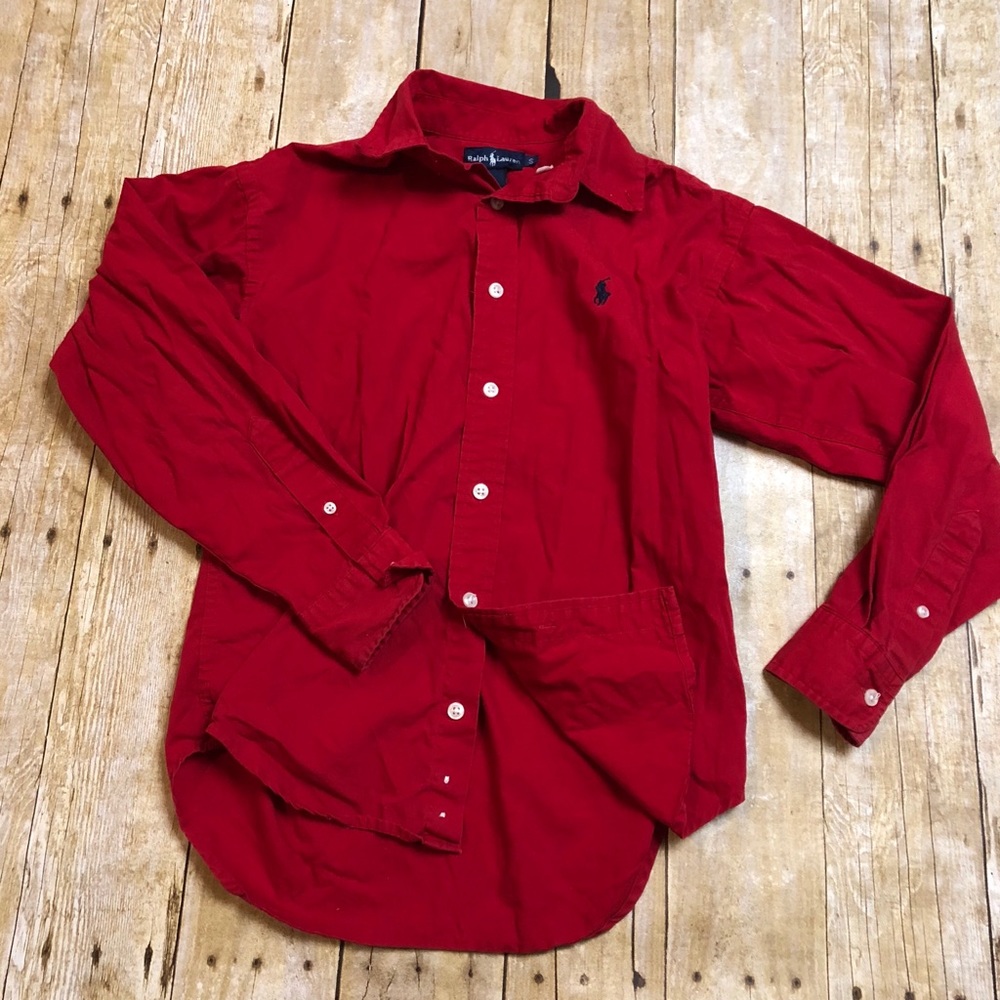 Ralph Lauren boys red button up shirt small